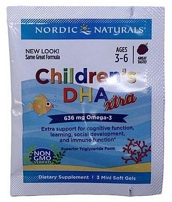 Kids Dietary Supplement, grape taste 636 mg, "Omega-3" - Nordic Naturals Children's DHA Xtra — photo N1