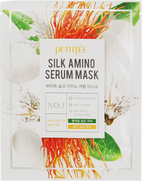 Silk Proteins Face Mask - Petitfee&Koelf Silk Amino Serum Mask — photo N1