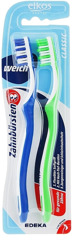 Sot Toothbrush, blue + green - Elkos Dental Classic — photo N1