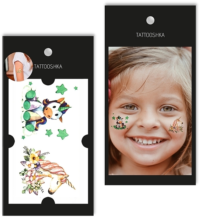 Kids Temporary Tattoo "Fairy Unicorns" - Tattooshka — photo N1