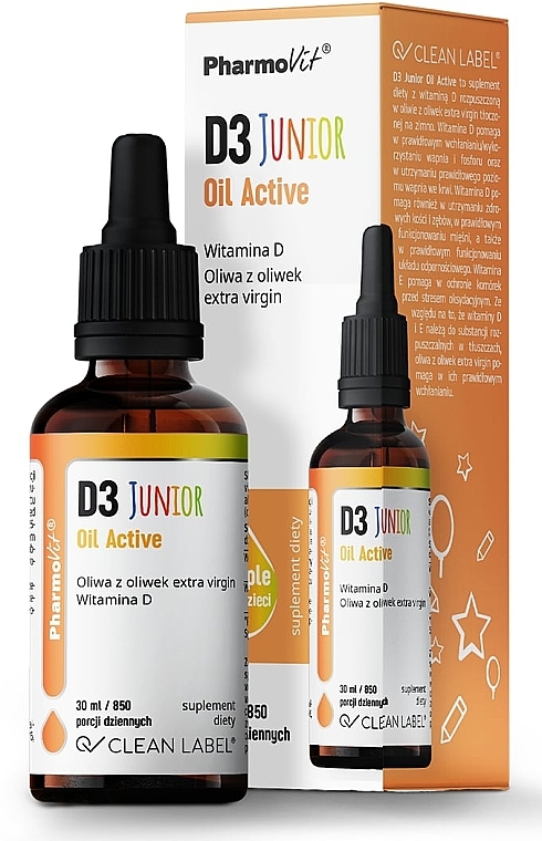 Dietary Supplement "D3 Oil Active" - Pharmovit Clean label D3 Junior Oil Active — photo N1