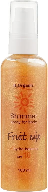 Body Shimmer SPF10 - H2Organic Shimer Spray For Body Fruit Mix SPF-10 — photo N1