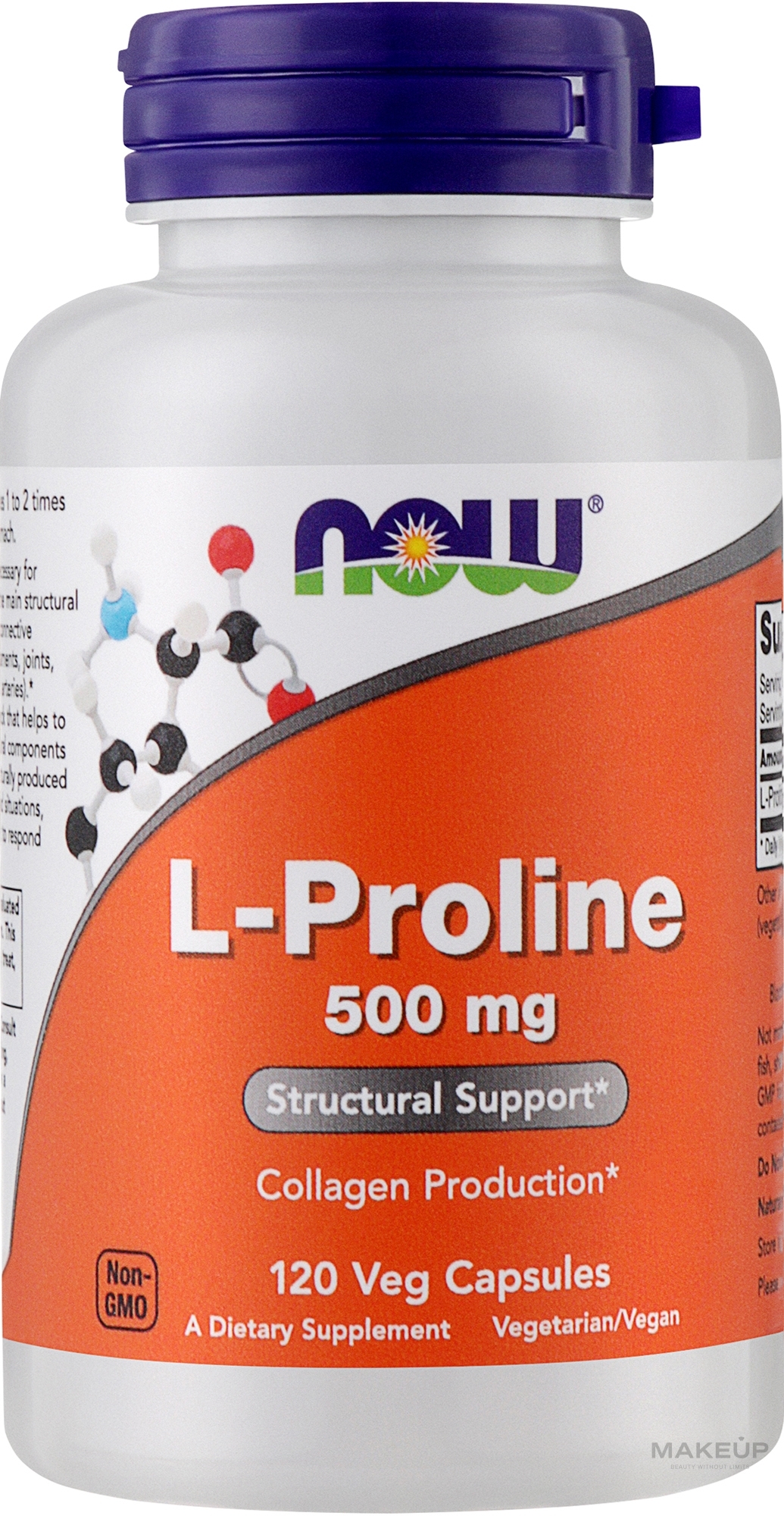 Capsules L-Proline for Joints, 500 mg. - Now Foods L-proline — photo 120 szt.