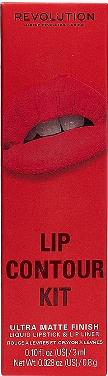 Makeup Revolution Lip Contour Kit Sassy Red (lipstick/3ml + l/pencil/0.8g) - Lip Makeup Set — photo N1