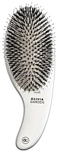 Massage Hair Brush, combined bristles, silver - Olivia Garden Expert Care Curve Boar & Nylon Bristles Silver — photo N1