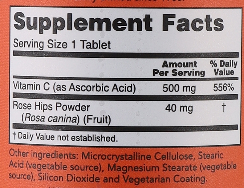 Vitamin C-500 Tablets - Now Foods C-500 With Rose Hips Tablets — photo N4