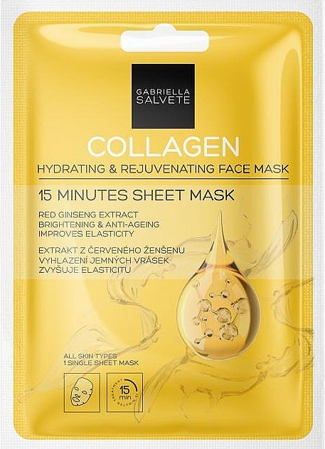 Hydrating & Rejuvenating Collagen Face Mask - Gabriella Salvete Collagen Hydrating & Rejuvenating 15 Minutes Sheet Mask — photo N1