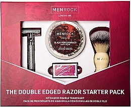 Fragrances, Perfumes, Cosmetics Set - Men Rock Double Edged Razor Starter Pack Black Pomegranate (razor + brush + blades/5pcs + sh/cr/100ml)