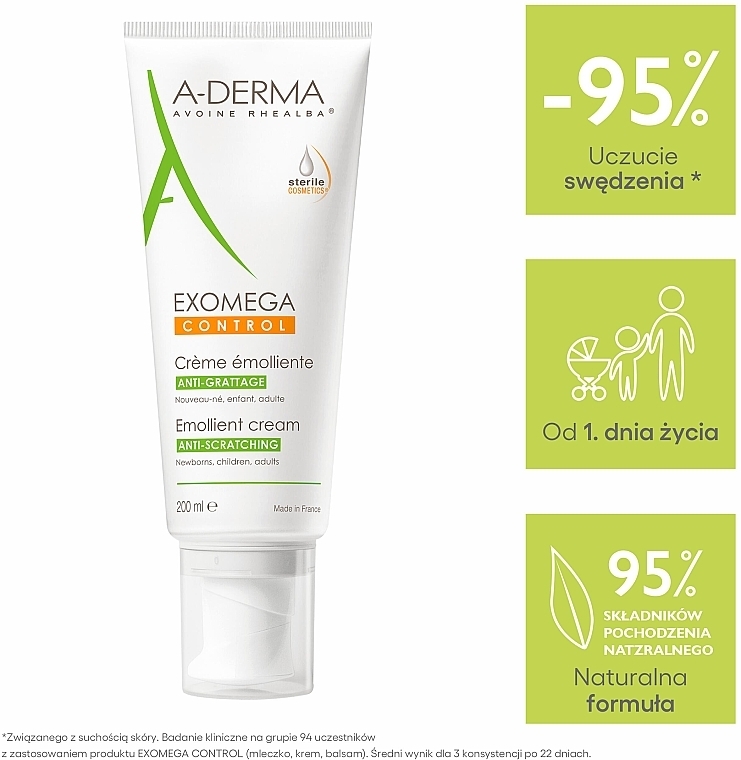 Emollient Body Cream - A-Derma Exomega Control Emollient Cream Anti-Scratching — photo N4