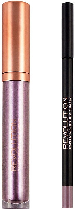 Lip Makeup Kit - Makeup Revolution Retro Luxe Kits Metallic (lipstick/5.5ml + l/pencil/1g) — photo N2