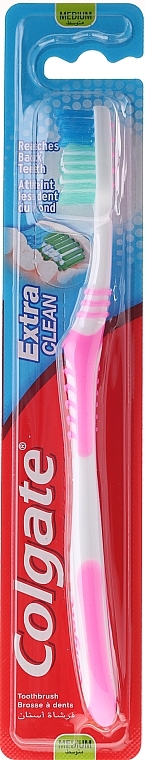 Toothbrush Medium Hard "Extra Clean", pink - Colgate Extra Clean Medium — photo N1