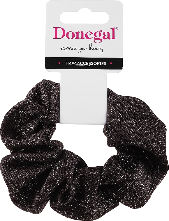 Hair Tie FA-5740, brown with lurex - Donegal — photo N1