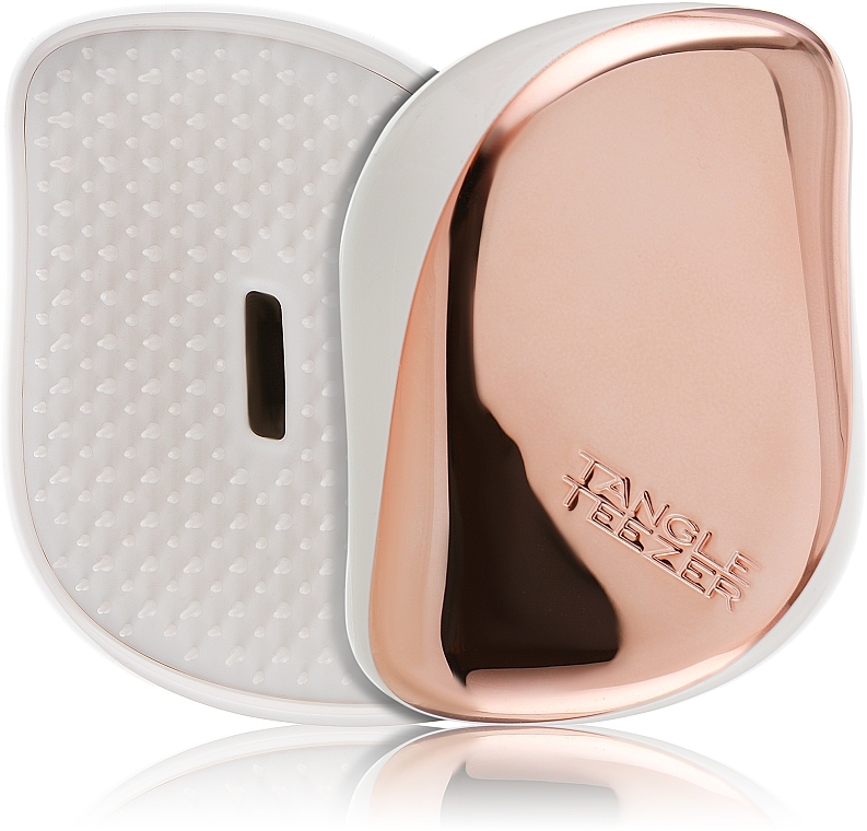 Compact Hair Brush - Tangle Teezer Compact Styler Rose Gold Cream — photo N1