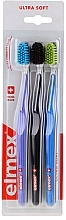 Extra Soft Toothbrushes, purple+black+dark blue - Elmex Swiss Made — photo N1