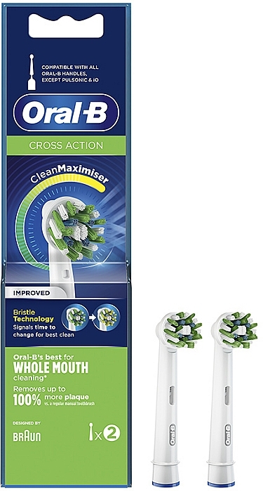 Replaceable Electric Toobrush Head, 2 pcs - Oral-B Cross Action Power Toothbrush Refill Heads — photo N2