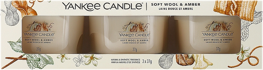 Set - Yankee Candle Soft Wool & Amber (candle/3x37g) — photo N1