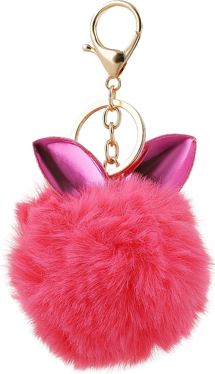 Pompom Keychain, 6406, pink with ears - Donegal — photo N1