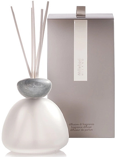 Fragrance Diffuser without Filling, 400 ml, grey lid - Millefiori Milano Marble Glass Clear Diffuser Grey Cap — photo N4