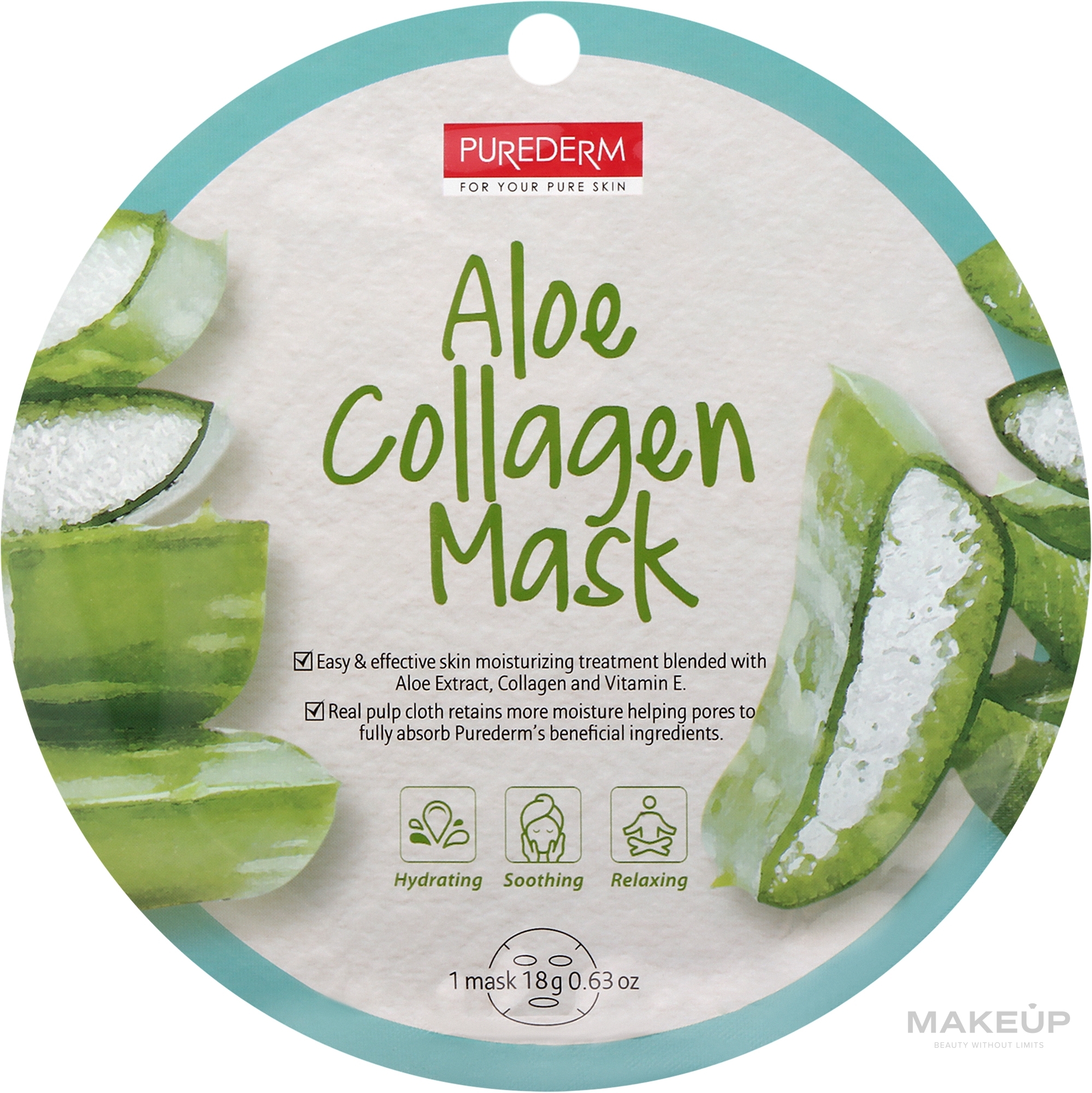 Collagen Aloe Mask - Purederm Aloe Collagen Mask — photo 18 g