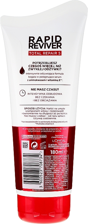 Concentrated Conditioner for Damaged Hair - L'Oreal Paris Elseve Rapid Reviver Total Repair 5  — photo N2