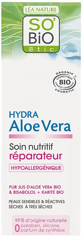 Gel for Sensitive & Dry Skin - So'Bio Etic Hydra Aloe Vera Hypoallergenic & Nourishing Repair Care — photo N3
