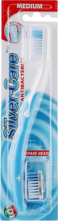 Toothbrush "Silver Care Plus", medium, blue - Silver Care — photo N1