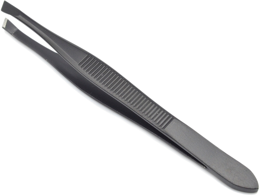 Professional Slanted Tweezers P-24, black - Beauty LUXURY — photo N1