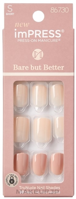 False Nails Set - Kiss imPress Press-On Manicure Bare But Butter Short — photo Simple Pleasure