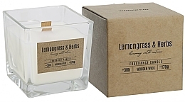 Lemongrass & Herbs Scented Candle with Wooden Wick - Bispol Fragrance Candle Lemongrass And Herbs — photo N1