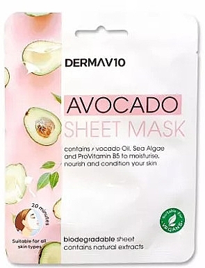 Facial Sheet Mask - Derma V10 Avocado Sheet Mask — photo N1