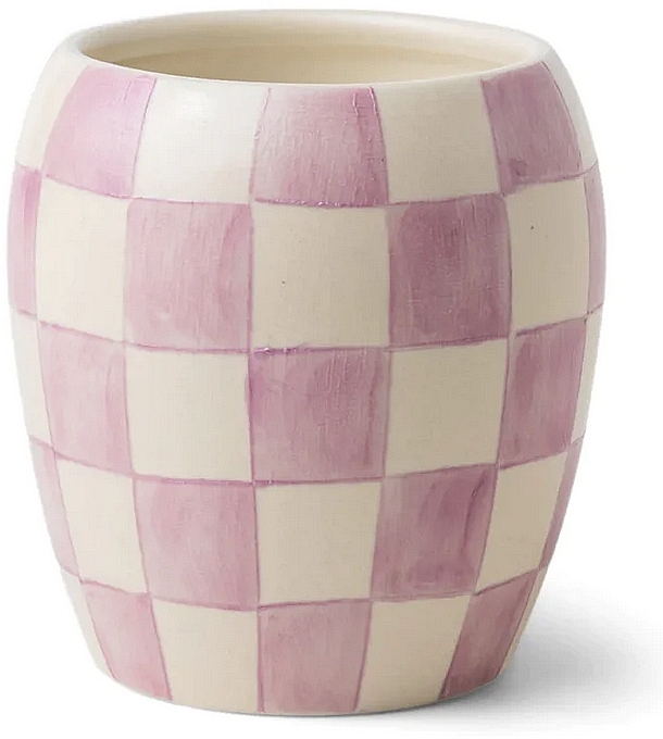 Scented Candle 'Lavender & Mimosa', purple - Paddywax Checkered Porcelain Candle Lilac Lavender Mimosa — photo N1