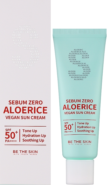 Face Sun Cream - Be The Skin Sebum Zero Aloerice Vegan Sun Cream SPF50+ PA++++ — photo N2