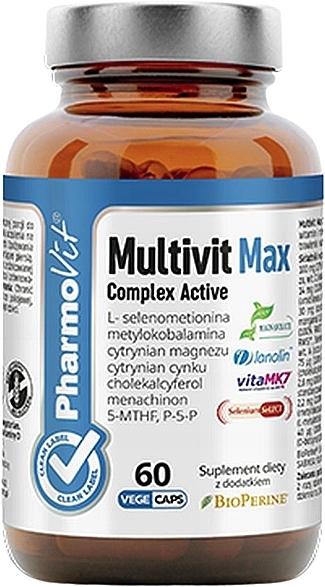 Dietary Supplement 'Multivit Max', 60pcs - Pharmovit Clean Label — photo N1