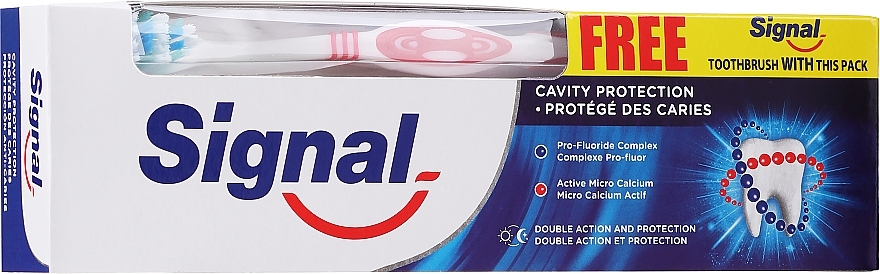 Set with Red Toothbrush - Signal Cavity Protection Toothpaste (toothpaste/100ml + t/brush/1pc) — photo N1