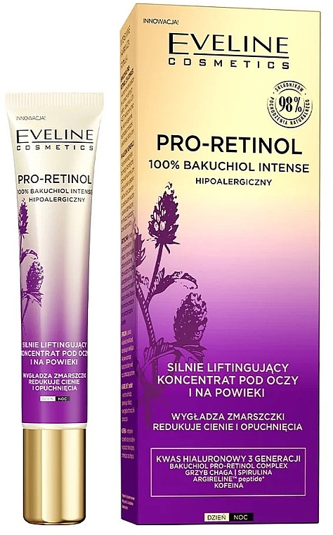 Lifting Eye Concentrate - Eveline Cosmetics Pro-Retinol 100% Bakuchiol Eye Strongly Lifting Concentrate — photo N1