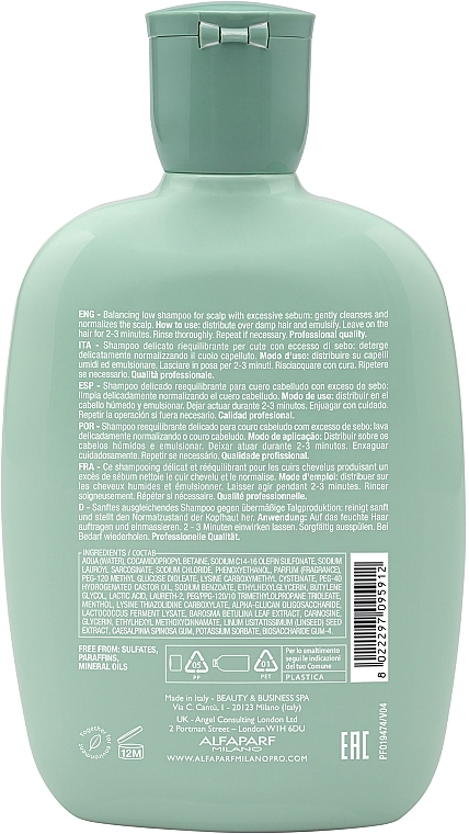 Oily Scalp Shampoo - Alfaparf Semi Di Lino Scalp Rebalance Balancing Low Shampoo — photo N2