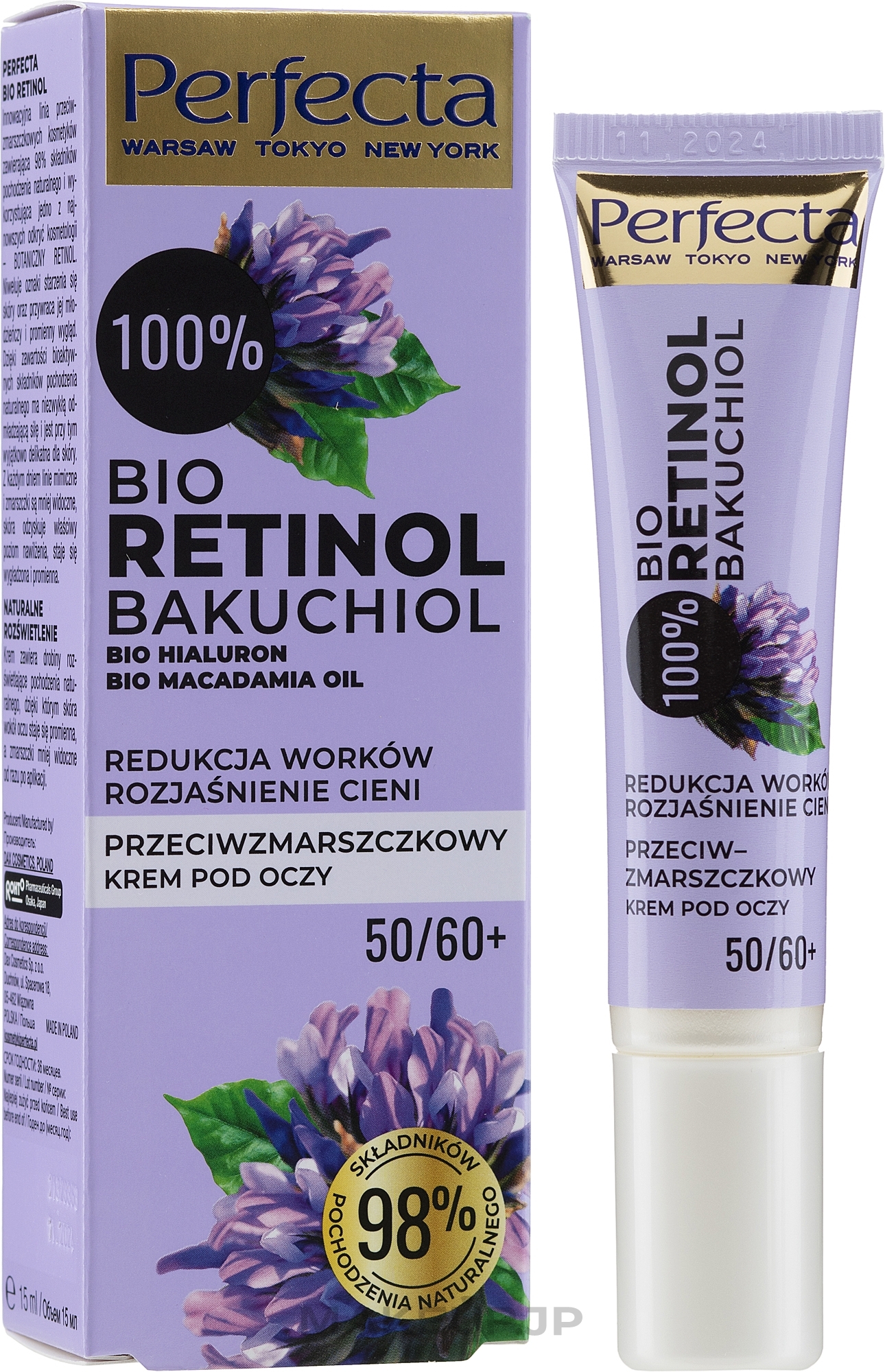 Anti-Wrinkle Eye Cream 50/60+ - Perfecta Bio Retinol 50/60+ Eye Cream — photo 15 ml