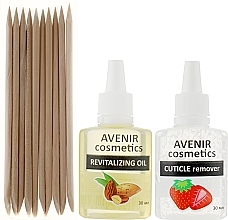 Fragrances, Perfumes, Cosmetics Nail Care Kit - Avenir Cosmetics (remover/30ml + nail oil/30ml + sticks/10pcs)