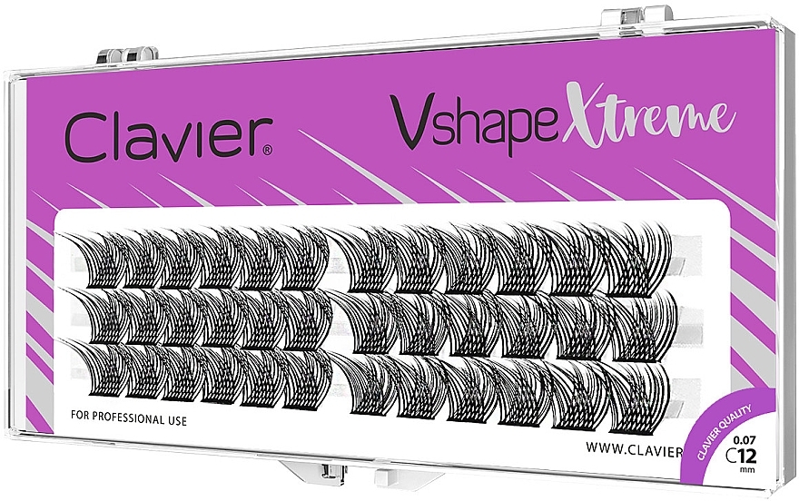 Individual Lashes, C, 12 mm - Clavier V Shape Extreme  — photo N1