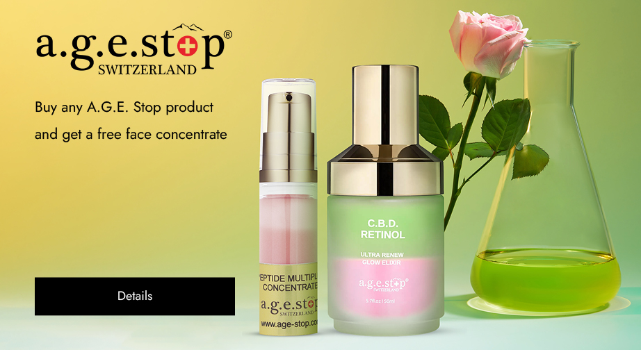 Buy any A.G.E. Stop product and get a free face concentrate