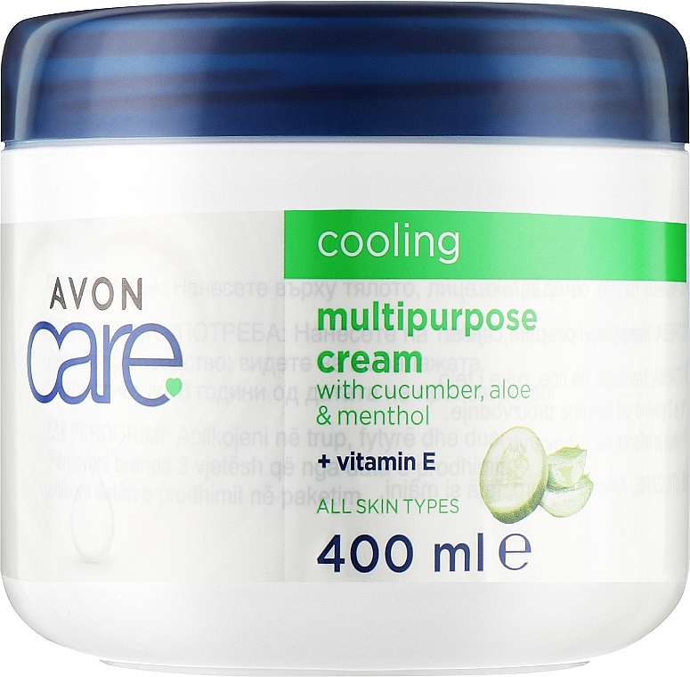 Multifunctional Face, Hand and Body Cream with Cucumber Extract, Aloe Vera and Menthol - Avon Care Cooling Cream — photo N1