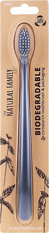 Biodegradable Toothbrush, gray - The Natural Family Co Biodegradable Toothbrush — photo N1