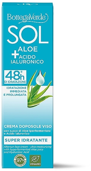 After Sun Face Cream  - Bottega Verde Sol Aloe + Hyaluronic Acid Aftersun Face Cream — photo N2