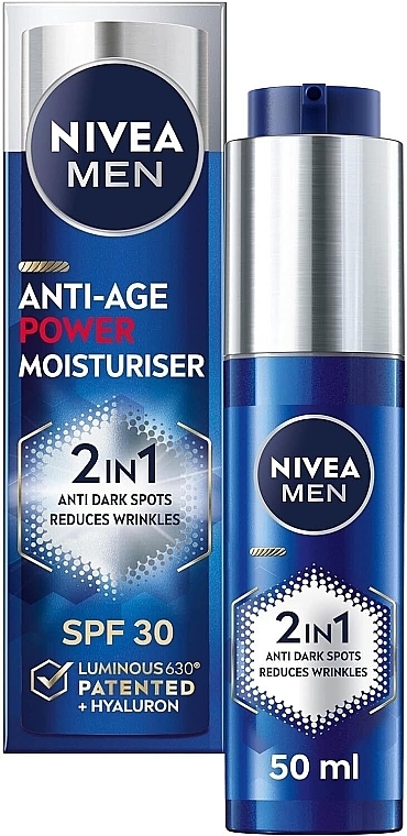 Anti-Aging Moisturizing Cream for Men - Nivea Men Anti-Age 2 In 1 Power Moisturiser SPF 30 — photo N1
