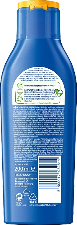 Body Sunscreen Lotion - Nivea Sun Kids Protect & Care SPF 50 — photo N2