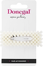 Fragrances, Perfumes, Cosmetics White Rectangular Hair Clip, with pearls - Donegal