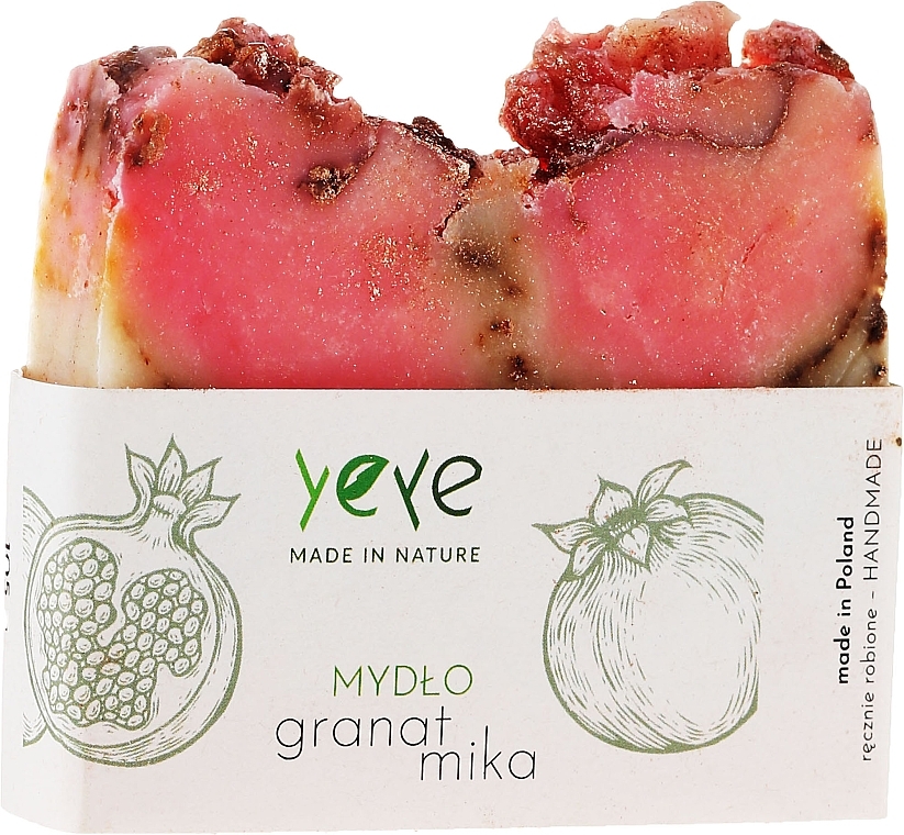 Natural Soap 100% "Pomegranate" - Yeye Natural Pomegranate and Mica Soap  — photo N1