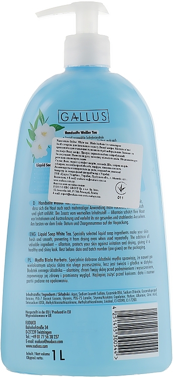 Liquid Hand Soap "White Tea" - Gallus Soap — photo N2