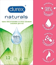 Latex Condoms with Gel Condoms, thin, 12 pcs - Durex Naturals — photo N4