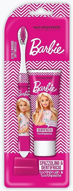 Set - Naturaverde Kids Barbie Oral Care Set (toothpaste/25ml+toothbrush) — photo N1